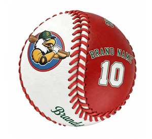 Pelota de béisbol personalizada de dos tonos, roja y blanca, para entrenamiento, con logotipo y número del equipo, promocional, duradera. - Product Image 2