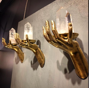 Appliques murales artistiques dorées conçues pour accueillir de grands cristaux lumineux, disponibles à prix de gros. - Product Image 1