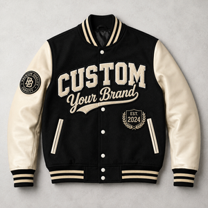 OEM Custom Heavyweight Varsity <b>Jacket</b> Melton Wool <b>Leather</b> Sleeve Letterman Baseball <b>Jacket</b> Private Label Manufacturer - Product Image 1