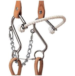 Mors de cheval Hackamore Little S en acier inoxydable poli, embout lisse, qualité supérieure, pour cavalier vétérinaire - Product Image 4