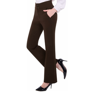 Pantalon habillé professionnel pour femme, taille haute, coupe ajustée, respirant, léger, avec boutons, couleur unie, très tendance - Product Image 5
