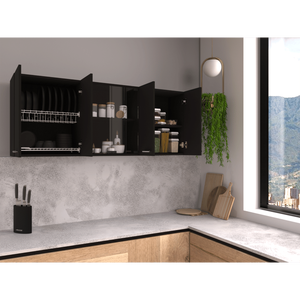 Oceana 150 Armadio a Doppia Anta con Vetro e Quattro Ripiani Interni Nero per Soggiorno di DEPOT E SHOP - Product Image 2