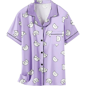 Conjunto de Pijama Casual para Mujer, Manga Corta, Cuello Redondo, Pantalones Cortos con Cordón, MOQ Bajo - Product Image 4
