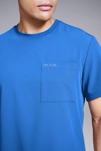 Ensemble de tenue médicale unisexe en tissu Spandex/Polyester bleu, pantalon et haut avec poches, détection d'aiguilles, thermocollage sans couture - Product Image 5