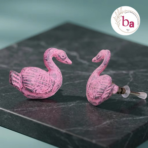 Ba Cast Iron Modern Swan Shape Furniture Handles and <b>Drawer</b> <b>Knobs</b> <b>Pink</b> Easy Installation Wardrobe Cabinet Dresser Hardware - Product Image 1