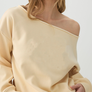 Sudadera de invierno para mujer, amarillo claro, con forro polar, estilo informal, puños y dobladillo acanalados, cómoda, estilo urbano, de la marca Shoulder Sorority. - Product Image 2