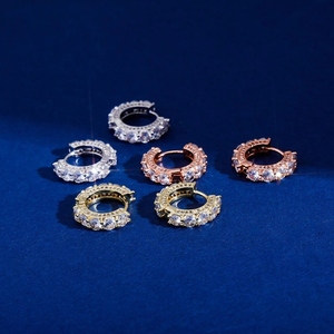 Élégantes boucles d'oreilles pour femmes avec diamants de laboratoire, en argent/or/or rose, style tendance, brillance éclatante, plaqué or rose, certifiées IGI - Product Image 6