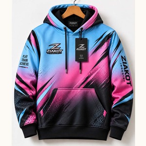 Wholesale Direct Ziakot Industry Custom Stitched Pink <b>Purple</b>-Black Fade Fashion Sports Pullover Sweatshirt <b>Hoodie</b> - Product Image 5