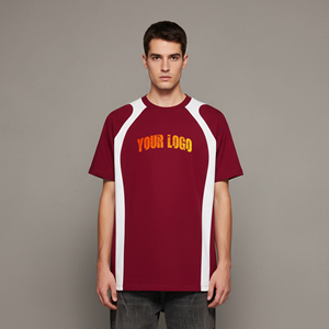 เสื้อยืดโอเวอร์ไซส์แบบใหม่สั่งทำได้ 2 สี ทรงหลวมสำหรับผู้ชาย เป็นมิตรต่อสิ่งแวดล้อม ระบายอากาศได้ดี พร้อมโลโก้สกรีนผ้าไหมแบบกำหนดเอง สไตล์สตรีทแวร์ - Product Image 1