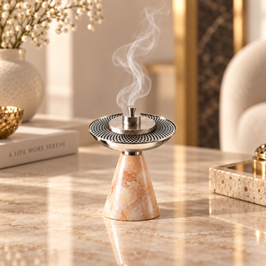 Luxury Marble Design <b>Bakhoor</b> <b>Burner</b> with Stainless Steel Top Aromatic Summer Use Long-lasting - Product Image 2