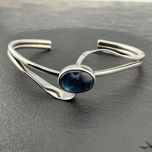 Vintage Moonstone Sterling Silver Fancy Torc <b>Bangle</b> Handmade Natural Gemstone Jewelry Elegant Gift Women Luxury <b>Gold</b> Plated IGI - Product Image 4