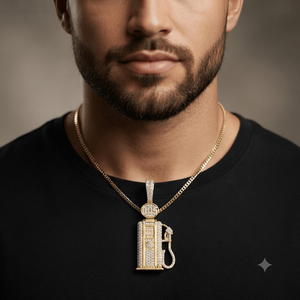 Colliers de joaillerie fine uniques, plaqués or 10K, avec diamants de laboratoire, pendentif minimaliste personnalisé en forme de pompe à essence, style hip-hop, unisexe - Product Image 2
