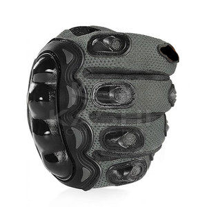 Premium Durable Breathable Leather Full Finger Biker <b>Gloves</b> <b>Touchscreen</b> Compatible Non-Slip Safety Support Hook Loop Closure - Product Image 5