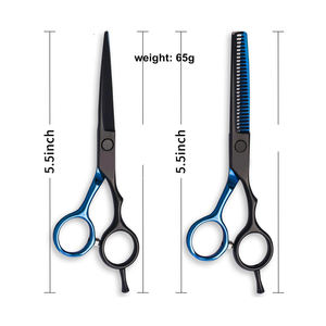 Ciseaux de Coiffure Professionnels en Acier Inoxydable Bleu Noir 4Cr13 Légers, Ensemble de Ciseaux de Coupe Personnalisables avec Logo, 6 Pouces Tranchants - Product Image 3