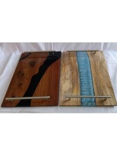 Plateau de service en bois d'acacia au design plat, accessoires de cuisine en bois, plateau décoratif pour aliments, plateaux de service en bois naturel pour mariage - Product Image 6