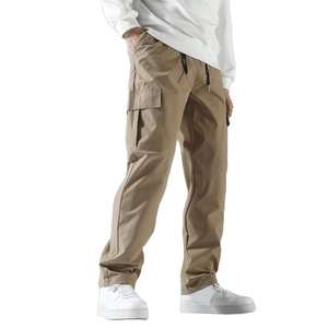 Pantalon Cargo de Sport Décontracté Droit en Toile Noire de Haute Qualité, avec Fermeture Éclair Élastique, Résistant aux Déchirures, en Tissu Peigné Lourd - Product Image 1