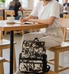 Hair On Cowhide Leather Backpack Handmade Premium Travel School <b>Bag</b> Fashion Durable Backpack for Women Men Luxury LHBP-0062 - Product Image 4