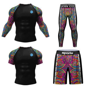 Ensemble de rashguard pour homme personnalisé, manches longues, anti-UV UPF50+, impression par sublimation, spandex polyester, séchage rapide, kit sport adulte - Product Image 1