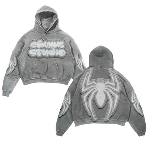 Sudadera con Capucha Oversize Unisex Estilo Urbano con Logotipo Bordado y Bolsillo, Gris, Felpa Francesa, Manga Regular, Ecológica, 80% Algodón - Product Image 4
