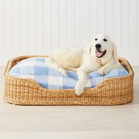 Panier de couchage pour animaux de compagnie en rotin tressé à la main, pour chiens et chats