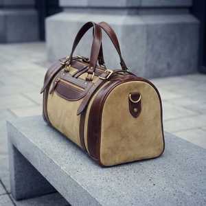 Wholesale Custom Logo Genuine Leather Canvas Travel <b>Bag</b> Large Capacity Heavy Duty <b>Waterproof</b> <b>Duffel</b> Luggage LCTB-0024 - Product Image 3