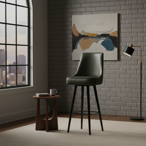 Leather <b>Kitchen</b> <b>Island</b> Bar Front Desk High <b>Stool</b> Modern Home Bar - Product Image 2