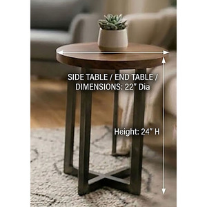 Modern Round Coffee <b>Table</b> <b>Set</b> Wood X Base Optional <b>Side</b> <b>Table</b> - Product Image 5