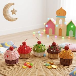 Sustainable Natural Rattan Cupcake Candy <b>Gift</b> Box For Kids Ramadan <b>Eid</b> Treat Basket Handmade Party Favor Wholesale Manufacturer - Product Image 4