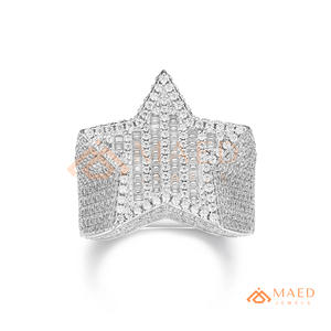 <b>Mens</b> <b>Silver</b> Tone Moissanite Diamond Star <b>Ring</b> Luxury Hip Hop Statement <b>Ring</b> Jewelry <b>for</b> <b>Men</b> - Product Image 6
