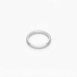 10K 14K 18K Solid Gold DEF Color VS VVS Clarity Round Lab Diamond Half Eternity <b>Proposal</b> <b>Ring</b> IGI Certified Stackable Love Band - Product Image 2