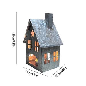 Lanterne en fer noir en forme de cabane, vente en gros, MOQ, porte-bougie pour décoration intérieure et extérieure - Product Image 2