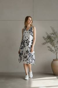 Floral Print Sleeveless O-Neck Rayon Plus Size Natural Waist Beach Ankle-Length <b>Loose</b> Casual Summer Women's <b>Dress</b> - Product Image 3