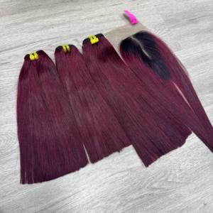 ผมตรงจากกระดูกผมมนุษย์เวียดนามผมตรงสีเบอร์กันดี - Product Image 6