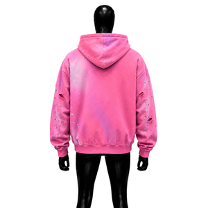 เสื้อฮู้ดดี้โอเวอร์ไซส์สีชมพูวินเทจ แต่งซิป ดีไซน์ประดับคริสตัล สไตล์สตรีทแวร์ ยูนิเซ็กส์ ผ้าฝ้ายเฟรนช์เทอร์รี่ 100% สำหรับฤดูหนาว - Product Image 2