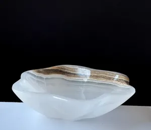 Bol en onyx, bol en pierre artisanal, accessoire en marbre poli de qualité supérieure, centre de table en pierre d'onyx naturelle de designer, prix de gros - Product Image 1