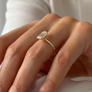2 Carat <b>Emerald</b> Cut EVS1 Lab Grown Diamond Half Bezel Engagement <b>Ring</b>, One of a Kind 14k Yellow Gold, IGI Certified - Product Image 6