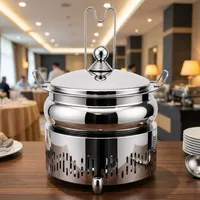 Plat de service buffet 3 pièces en acier inoxydable doré avec couvercle et poignée, compatible lave-vaisselle, micro-ondes et four, idéal pour les événements de restauration