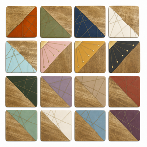 Handcrafted Geometric Wood and Velvet <b>Coasters</b> Non Slip <b>Drink</b> <b>Coasters</b> Absorbent Square Cup Mats for Home Hotel - Product Image 3