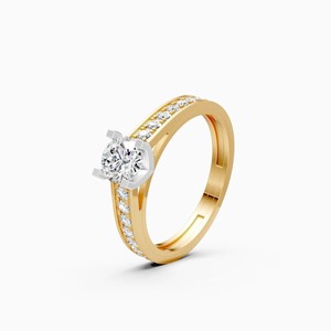 Anillo Kada con Diamante Cultivado en Laboratorio, Elegante Motivo Rectangular, 0.30 Ct, en Oro Amarillo, Blanco y Rosa de 9K - Product Image 3