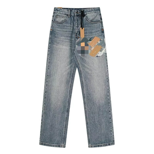 Vaqueros de mezclilla para hombre con lavado ácido, vintage, bordados personalizados, corte acampanado, ajustado, holgado, estilo cargo, pierna ancha, con efecto slub y estampado Drip - Product Image 2