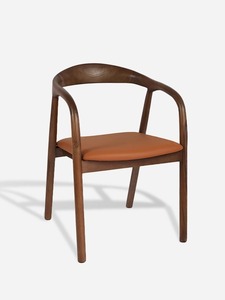 Premium Wooden <b>Dining</b> Chair with Comfortable Leather Seat Modern Scandinavian <b>Dining</b> <b>Armchair</b> for Home Restaurant Cafe - Product Image 1