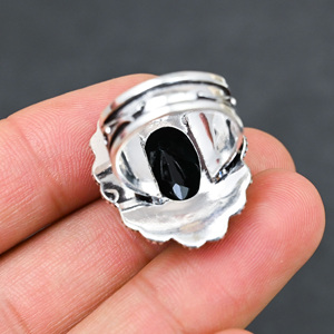 Anillo de Plata de Ley 925 con Diopsido Cromado Creado en Laboratorio, Hermoso Anillo con Piedra en Forma de Pera, Hecho a Mano con Turquesa, para Boda - Product Image 3