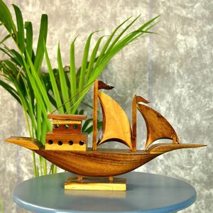 Barco de la Esperanza de Madera Hecho a Mano, Pieza Decorativa Premium Artesanal para Mesa, Decoración del Hogar para Sala de Estar, Acabado Natural - Product Image 2