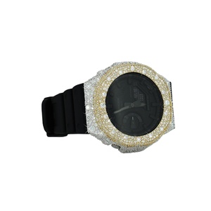 Relojes de Acero Inoxidable con Diamantes de Moissanita, Semi-Engastados y con Correa de Goma Negra, Piezas Atemporales con Caja Redonda Artística para la Moda - Product Image 2