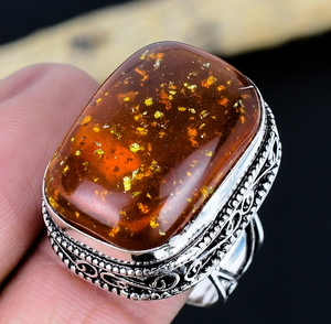 Handmade Gemstone <b>Adjustable</b> <b>Ring</b>: Vintage Jewelry - Product Image 1
