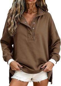 Sweatshirt for Women Oversized <b>Henley</b> Neck Pullover <b>Top</b> Fall Outfits Customize Pull Over Sweatshirt for <b>Mens</b> and Womens - Product Image 5