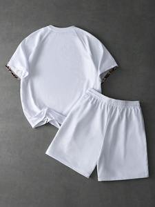 Ropa de entrenamiento y jogging de verano para hombre, conjunto de camiseta de manga corta y pantalones cortos, conjunto de 2 piezas, pantalones cortos, chándal para hombre, chándal deportivo. - Product Image 5