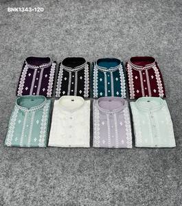 Premium Collection Heavy Silk with Embroidery & Silver Sequence work Full-sleeve Man's Kurta-Payjama Collection Indian Supplier - Product Image 3