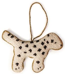 Ornement suspendu artisanal en fil Zari à pois Dalmatien – Décoration de chien brodée de perles pour décorations festives et intérieures | Porte-clés - Product Image 1