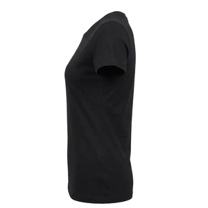 T-shirt à manches courtes col rond noir pour femme, 100 % coton jersey, coupe classique, couleur unie, respirant, à porter toute l'année - Product Image 4